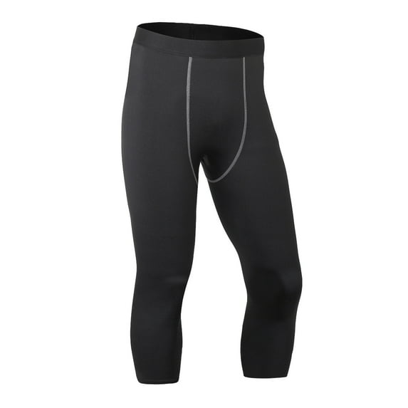 Aayomet Mens Simple Exercise Running Stretch Basketball Base Training Compression Pants Fitness Pants (L,Grey)