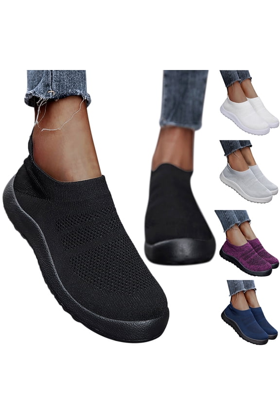 Mens Slip on Sneakers Fashion Summer Men Sports Shoes Flat Bottom Lightweight Slip On Flying Woven Mesh Breathable,Purple 11