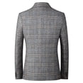 thumbnail image 1 of Aayomet Mens Suit Jacket Big and Tall Plaid Brushed Suit Collar Single Two Button Slim Round Hem Pocket Small Suit (Gray, XL), 1 of 5