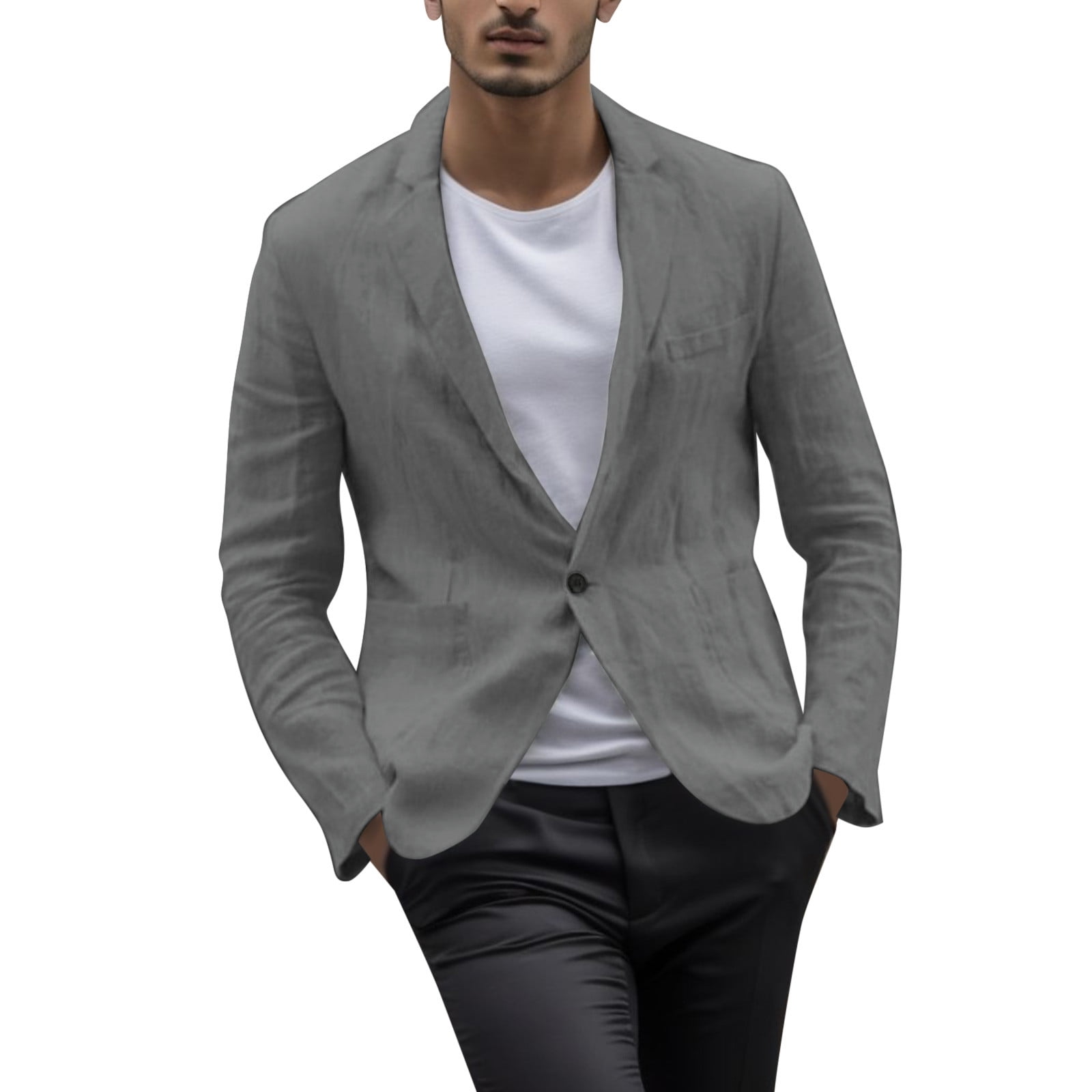 Aayomet Mens Suit Jacket Big and Tall Solid Color Pockets Lapels