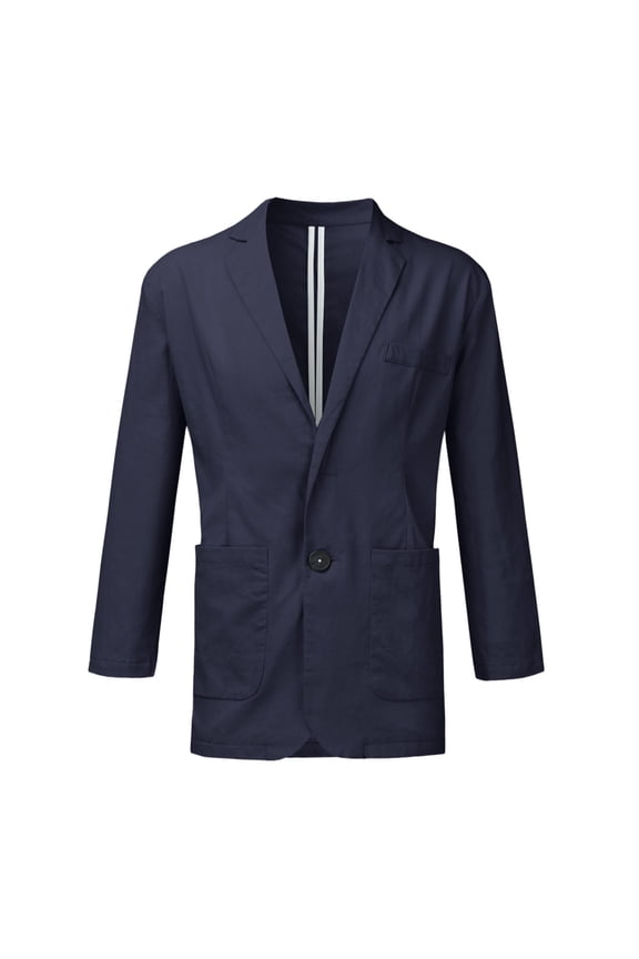 Mens Suit Jacket Big and Tall Solid Color Pockets Lapels Buttons Suits Jackets (Navy, M)