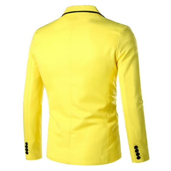 Aayomet Mens Suit Jacket Big and Tall Suit Collar Single Two Buttons Slim Fit Round Hem Pocket Small Suit Casual (Yellow, XL)
