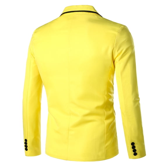 Aayomet Mens Suit Jacket Big and Tall Wedding Party Outwear Coat Suit Tops (Yellow, XXL)