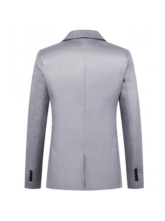 Mens Suit Jacket Regular Fit Solid Tuxedo Blazers Jacket Business Suits Wedding Party Homecoming Suits for Men (Gray, M)