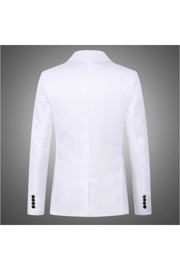 Mens Suit Jacket Regular Fit Solid Tuxedo Blazers Jacket Business Suits Wedding Party Homecoming Suits for (White, M)