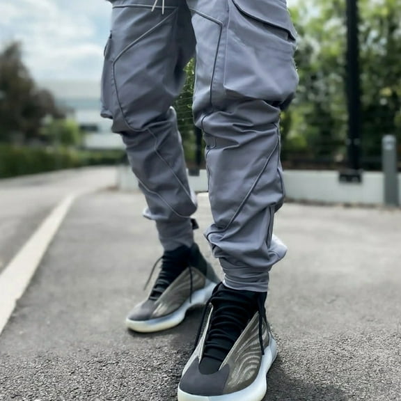 Aayomet Mens Sweatpants With Pockets Men's Sweatpants with Zipper Pockets Open Bottom Pants for Jogging, Workout, Gym, Running, Training,Gray XXL