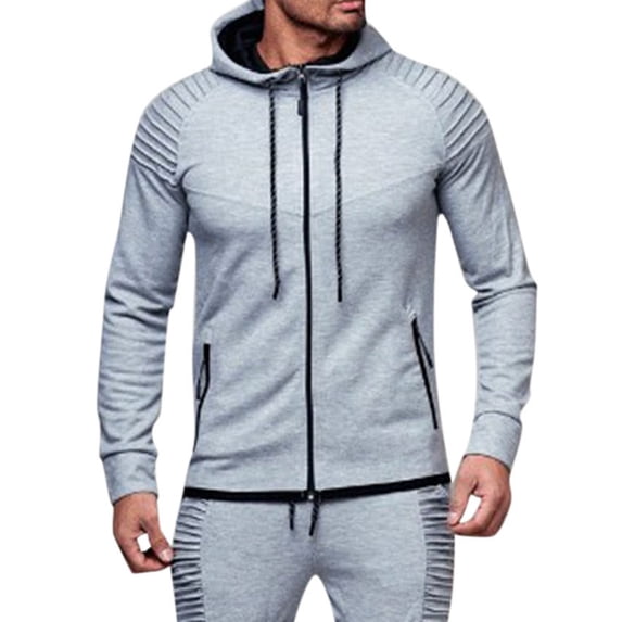 Aayomet Mens Sweatshirt Men's Autumn Solid Long Sleeve Pleated Hooded Jacket Casual Outdoor Zipper Black Hoodie Men Pullover Tops,S-3XL