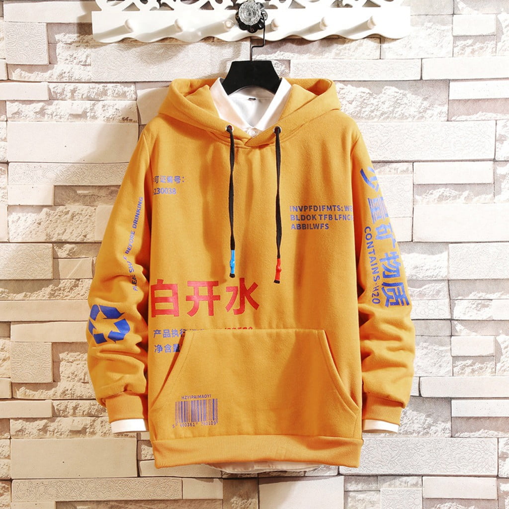 Aayomet Mens Sweatshirt Sweatershirt Casual Hoodie Men s Long Fashion Patchwork Sleeves Printing White Zip Up Hoodie Pullover Tops S 3XL