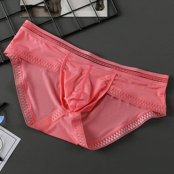 Aayomet Mens Underwear Mens Enhancing Briefs Underwear Men Low Rise Ice Silk Lightweight Stretch Smooth Comfy Tagless Undies,Pink L