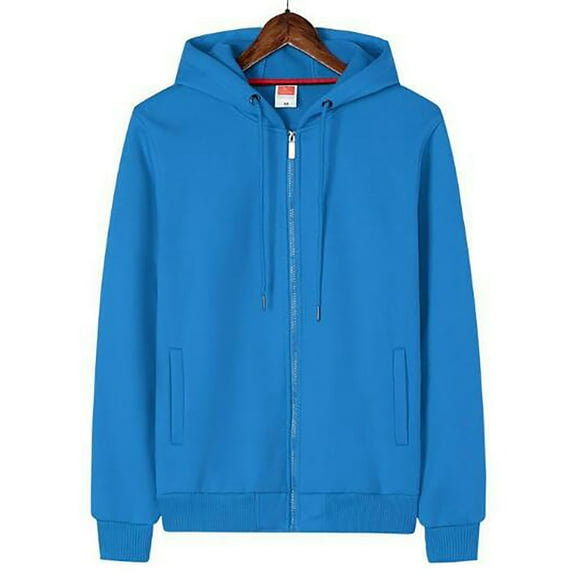 Aayomet Mens Zip Up Hoodie Coat Sweatshirt With Hooded Zipper Solid Color Coat Casual Sweatshirt (Blue, XXXXL)