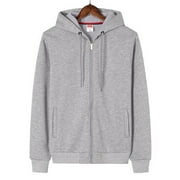 Aayomet Mens Zip Up Hoodie Coat Sweatshirt With Hooded Zipper Solid Color Coat Casual Sweatshirt (Gray, XXL)