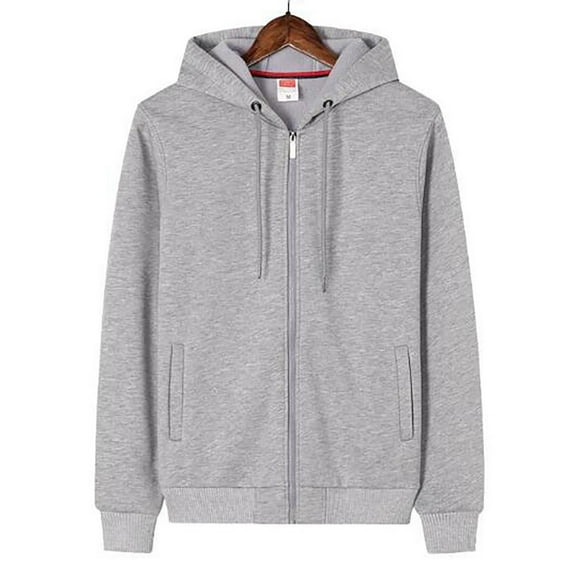 Aayomet Mens Zip Up Hoodie Coat Sweatshirt With Hooded Zipper Solid Color Coat Casual Sweatshirt (Gray, XXL)