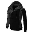 thumbnail image 1 of Aayomet Mens Zip Up Hoodie Hoodie Splicing Large Size Sweater Jacket (Black, S), 1 of 5