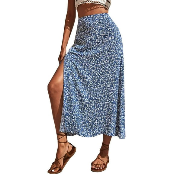 Aayomet Midi Skirts For Women Floral Midi Skirt For Women By Women's Printed Maxi Skirt Bohemian Style Long Flowy Skirt,A XX-Large