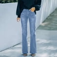 thumbnail image 1 of Aayomet Mom Jeans Bell Bottom Jeans for Women Ripped Skinny Bell Bottom Raw Hem Denim Pants,Light Blue S, 1 of 5