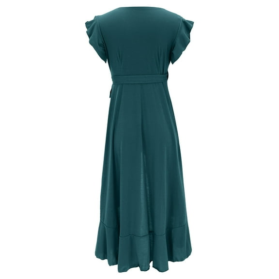 Aayomet Mother Of The Bride Dresses For Wedding Ladies V Neck Casual Split Strap Irregular Swing Dress,Green XXL