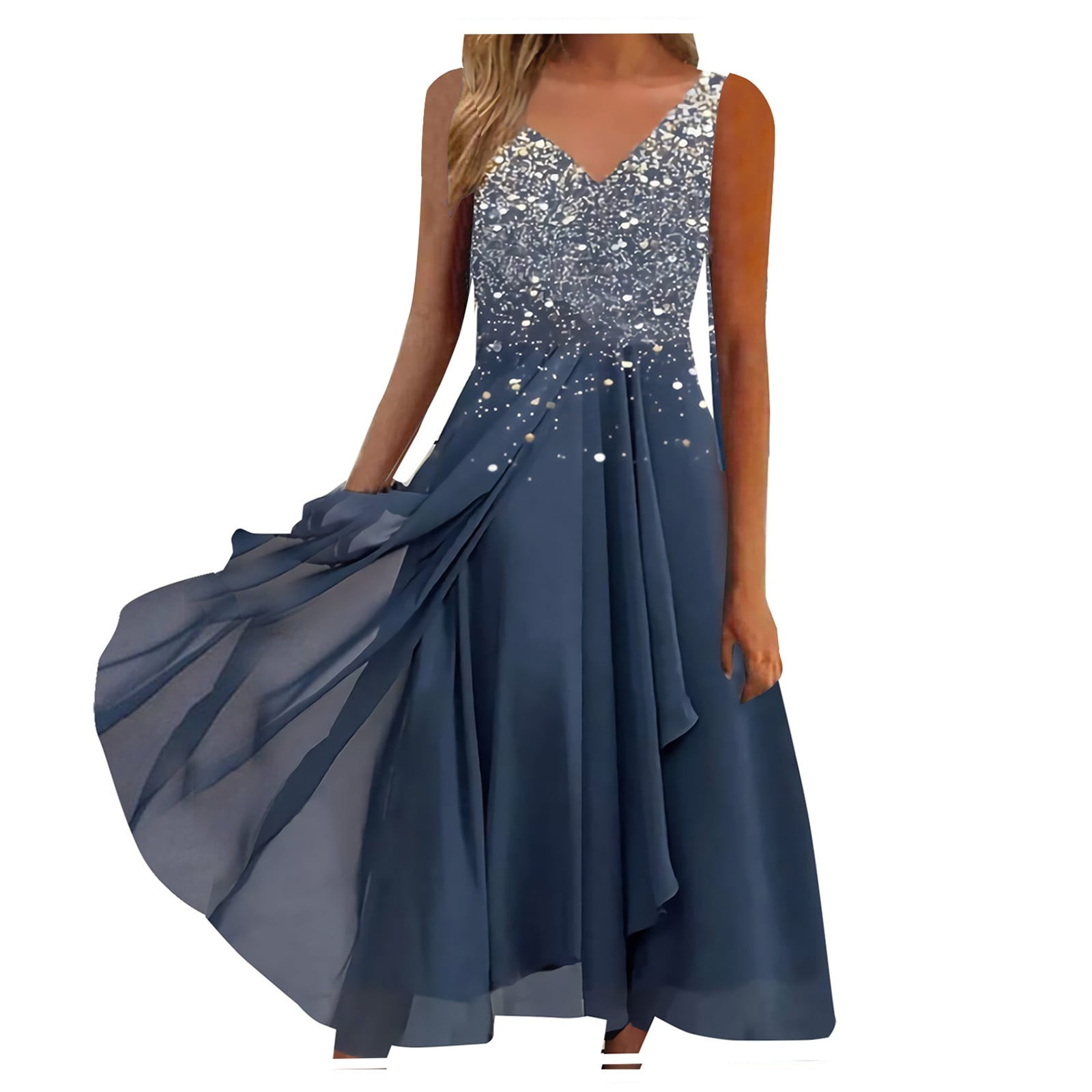 Aayomet Mother of the Bride Dress, Silver Chiffon V-Neck Sleeveless, Wedding  Casual - Walmart.com