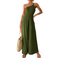 thumbnail image 1 of Aayomet OnePiece Jumpsuits For Women Women Summer Straps Jumpsuit One Shoulder Pleated High Waist Jumpsuit Casual Wide Leg,Green M, 1 of 5