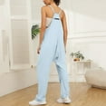 thumbnail image 1 of Aayomet OnePiece Jumpsuits For Women Womens Casual Summer Jumpsuit Sleeveless Loose Solid Color Comfortable Strap Loose Jumpsuit,Blue XL, 1 of 3