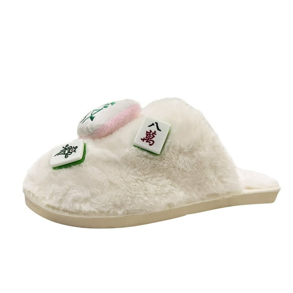 Aayomet Outdoor Slippers for Women Memory Foam Fluffy Soft Warm Slip On House Slippers,Beige 39