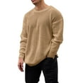 thumbnail image 1 of Aayomet Oversized Cardigans For Men Men's Soft-Touch Modern Cable Crewneck Sweater (Available in Plus Size),Khaki XXL, 1 of 5