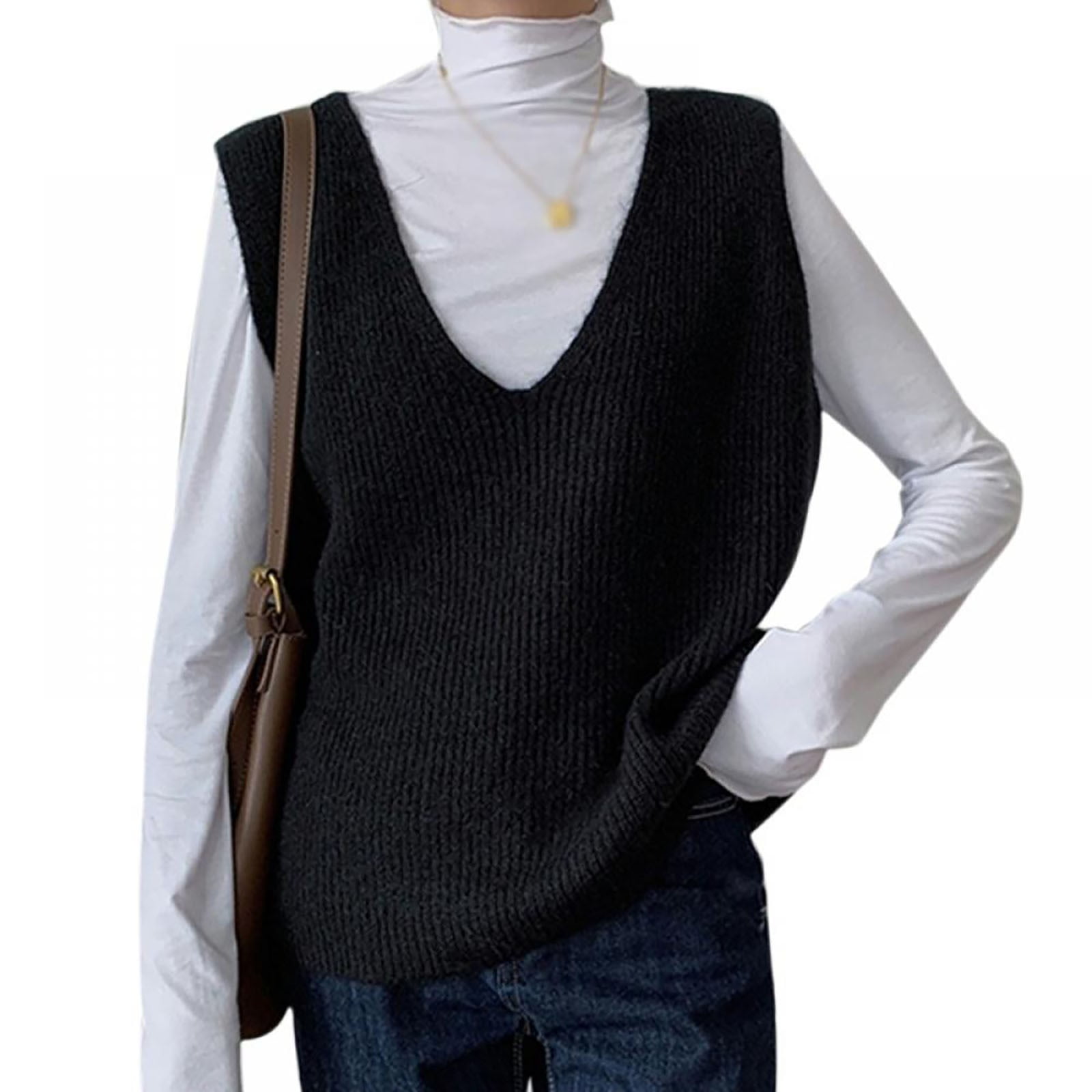 Aayomet Oversized Sweater Vest for Women Knit Split Pullover Sweater