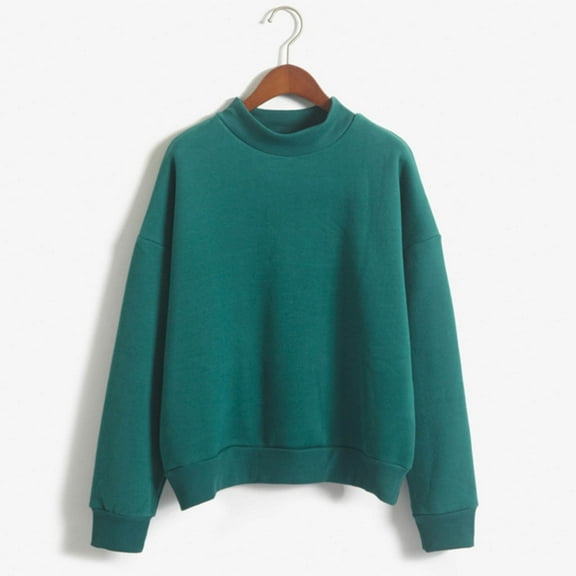 Aayomet Oversized Sweatshirt for Women Sleeve Pullover Half Turtleneck Sweater Pullover (Green, XXL)