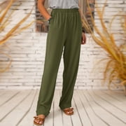 Aayomet Pants for Women Pocket Casual Soild Pants Fashion Women's Print Loose Daisy Cotton Women Casual Pants Suits plus Size,Green S