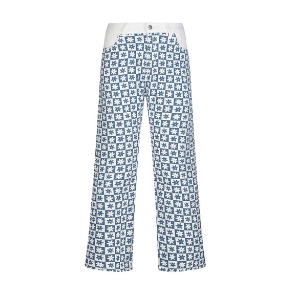 Aayomet Pants for plus Size Women Womens Casual High Waist Street Loose Cargo Pants Pockets Jeans Trousers,Blue 5XL