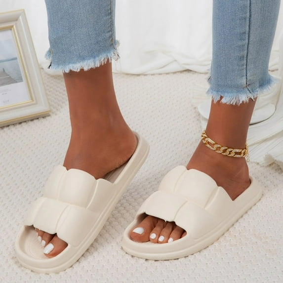 Aayomet Platform Sandals Women Cloud Slides For Women And Men Shower Slippers Bathroom Sandals Extremely Comfy Cushioned Thick,White 8