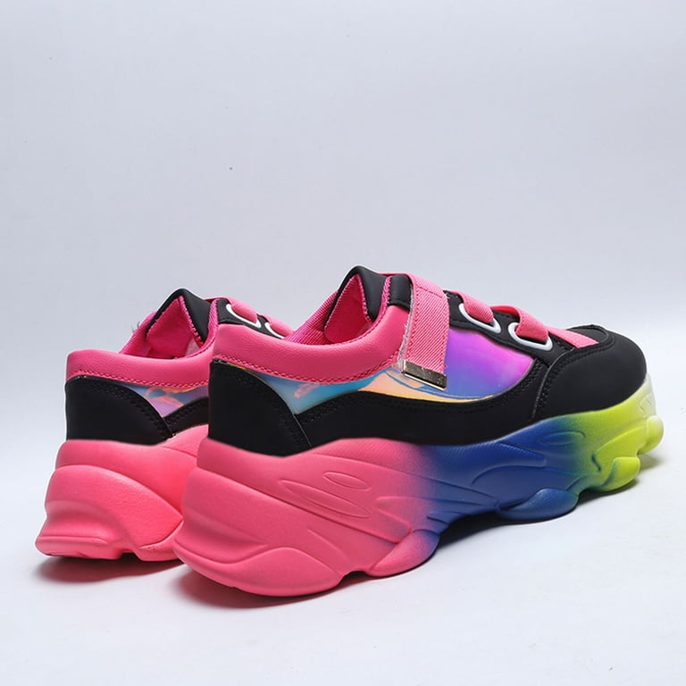 Aayomet Platform Sneakers Women s Fashion Casual Platform Rainbow