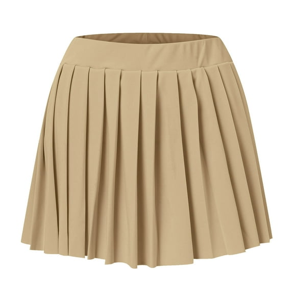 Aayomet Pleated Skirts For Women Womens Mini Pleated Skirt Club High Elastic Tennis Skating Skirt A Line Skirt,Khaki Medium