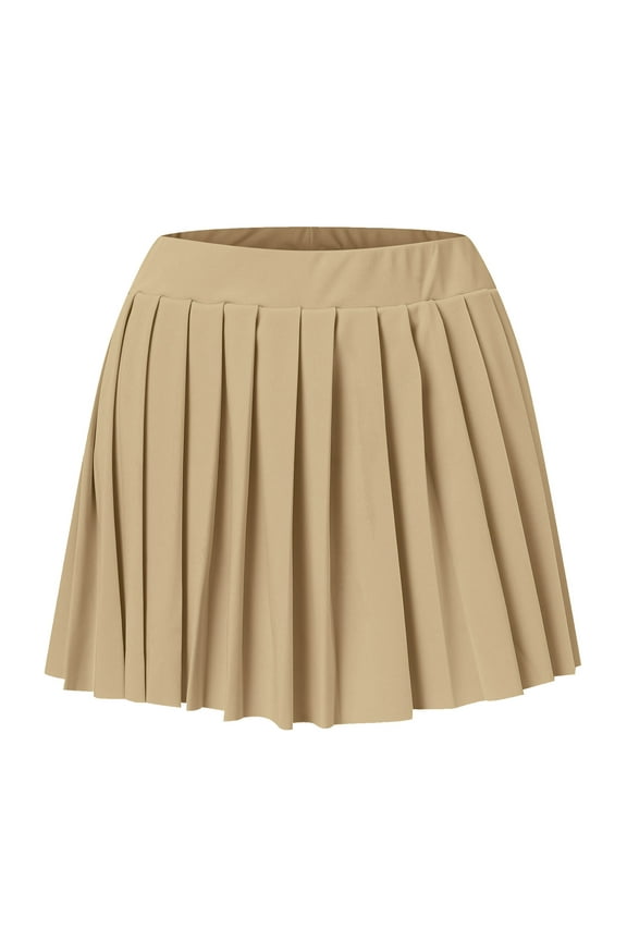 Pleated Skirts For Women Womens Mini Pleated Skirt Club High Elastic Tennis Skating Skirt A Line Skirt,Khaki Medium