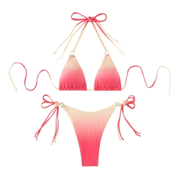 Aayomet Plus Size Bikini Womens Swimsuit Bikini Womens Split Swimsuit Gradient Fashion Swimsuit,Hot Pink L