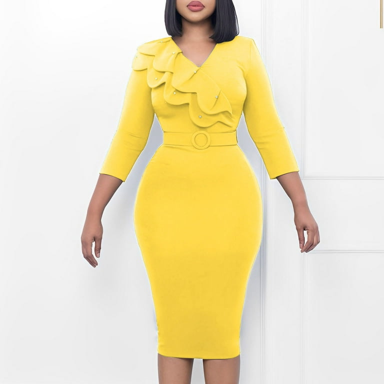 Yellow Sleeveless V Neck Double Slit Cover Up Maxi Dress – Hot