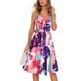 thumbnail image 1 of Aayomet Plus Size Dress Womens Casual Floral Sleeveless Sundress V Neck Tie Knot Front Spaghetti Strap Summer Dresses,Pink XL, 1 of 3