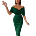 thumbnail image 1 of Aayomet Plus Size Dress for Women Women Elegant Dress Solid Color Dress Off Shoulder Dresses Party Club Evening V Neck,Green XXL, 1 of 4