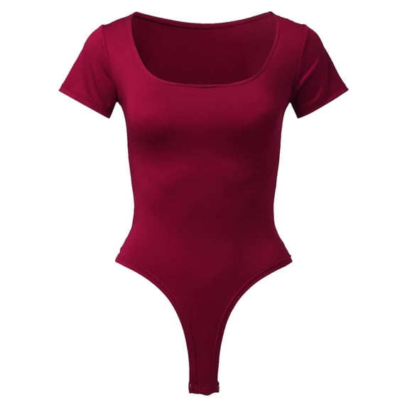 Aayomet Plus Size Jumpsuit Color Square Neck Short Sleeve Fitted Elegant Bodysuit (Red, L)