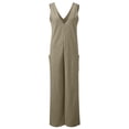 thumbnail image 1 of Aayomet Plus Size Jumpsuits For Women Women Summer Wide Leg Jumpsuit Sleeveless V Neck Casual Loose Jumpsuit Comfy Baggy Tank,Khaki S, 1 of 5