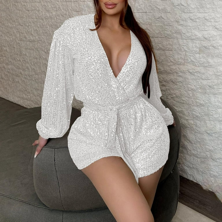 Aayomet Plus Size Jumpsuits For Women Women's Nightclub Sequin