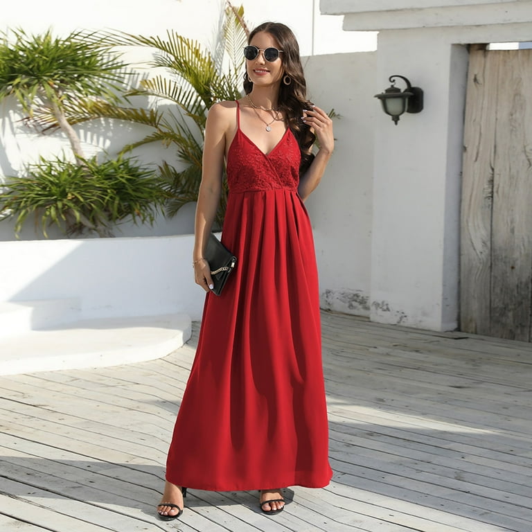 Sleeveless V Neck High Waist Lace Evening Dresses Sleeveless V Neck High Waist Lace Evening Dresses