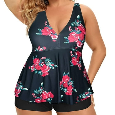 Aayomet Plus Size One Piece Swimsuits for Women Plunging Bathing Suits Tummy Control Lace Up Swimwear,Black 5XL