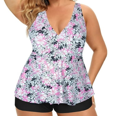 Aayomet Plus Size One Piece Swimsuits for Women Plunging Bathing Suits Tummy Control Lace Up Swimwear,White XL
