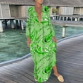 thumbnail image 1 of Aayomet Plus Size Summer Dresses Womens Casual V Neck Long Sleeve Floral Print Button Up Midi Dress,Green S, 1 of 4