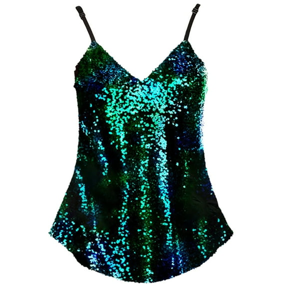 Aayomet Plus Size Tank Tops for Women Women Sleeveless Blouse Sequined Strappy V Neck Camis Tank Top Crop Shirt,A XXL