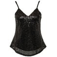 thumbnail image 1 of Aayomet Plus Size Tank Tops for Women Women Sleeveless Blouse Sequined Strappy V Neck Camis Tank Top Crop Shirt,Black S, 1 of 3
