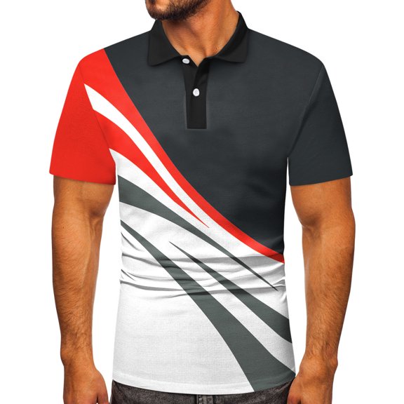 Aayomet Polo Shirts For Men Men Casual Summer Short Sleeve Turndown Neck Shirt Printed Knit Shirts for Men Orange,L