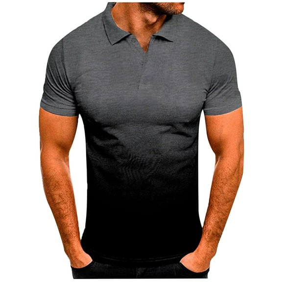 Aayomet Polo Shirts For Men Mens Fashion Casual Sports Gradient Lapel Short Men T Shirts Long Sleeve 4x Dark Gray,M