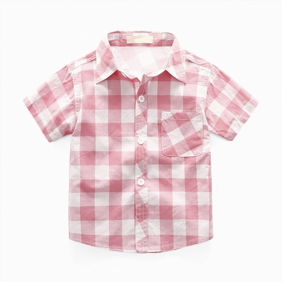 Aayomet Polo Shirts for Toddler Baby Girls Boys Summer Plaid Print Cotton T-Shirt Kid Short Sleeve Tee Outfits with Pocket