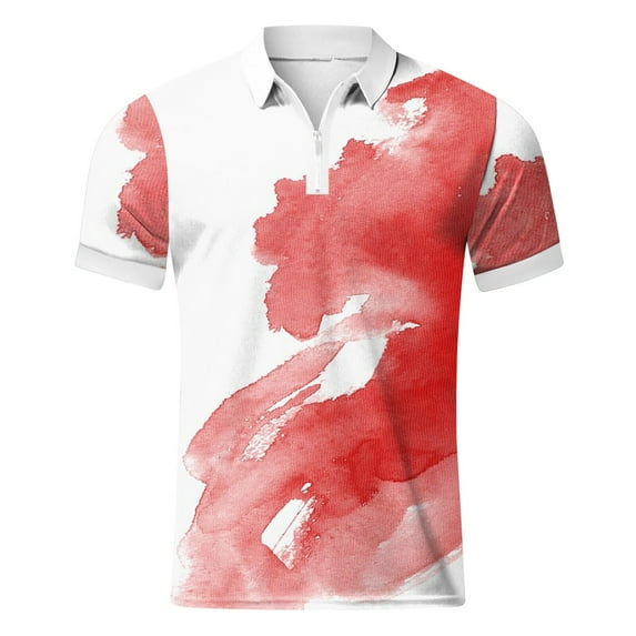 Aayomet Polo T Shirts For Men Men's Muscle V Neck Polo Shirts Slim Fit Short Long Sleeve Cotton Golf T-Shirts Ribbed Knit Soft Tees,Red S